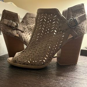 Qupid Peep Toe Suede Booties 👡